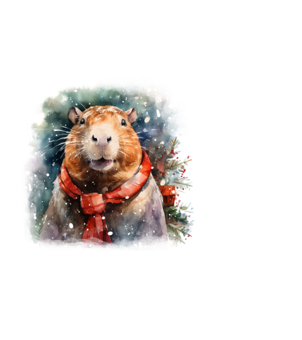 Karácsonyi capybara minta fekete pólón