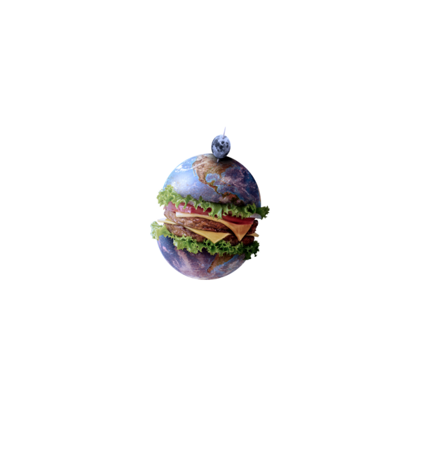 Burger bolygó minta fekete pólón