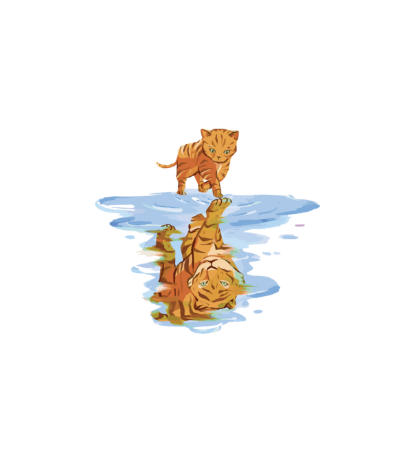 Macska-tigris minta fehér pólón