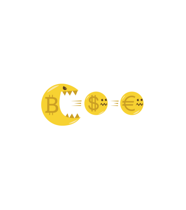 Bitcoin pacman minta fehér pólón
