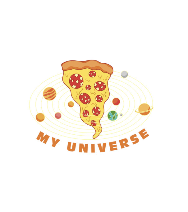 Pizza univerzum minta fehér pólón