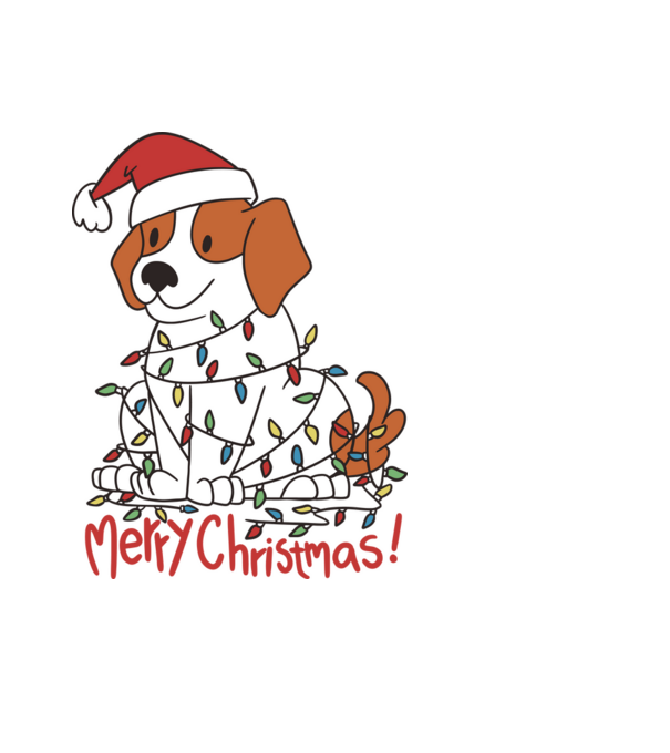 Karácsonyi beagle minta fekete pólón