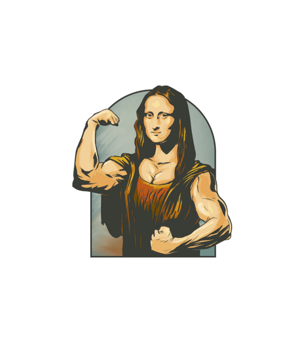 Kigyúrt Mona Lisa minta fehér pólón