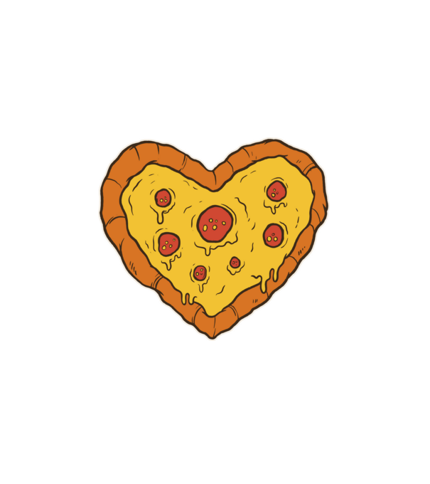 Pizza szív minta fehér pólón