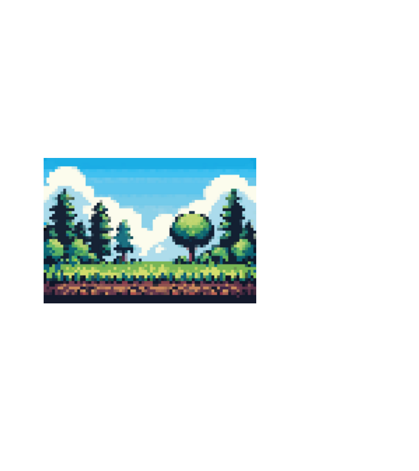 Pixel természet minta fekete pólón