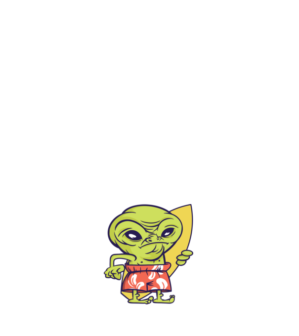 Szörfös űrlény minta fehér pólón