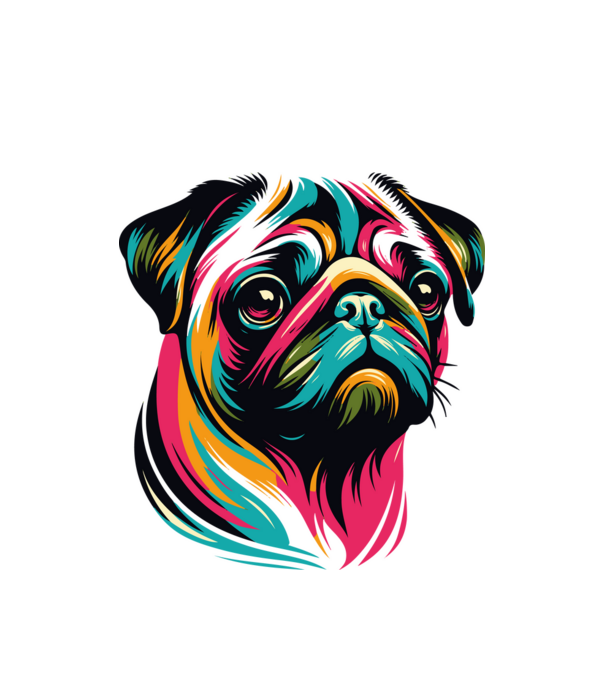 Mopsz minta fehér pólón
