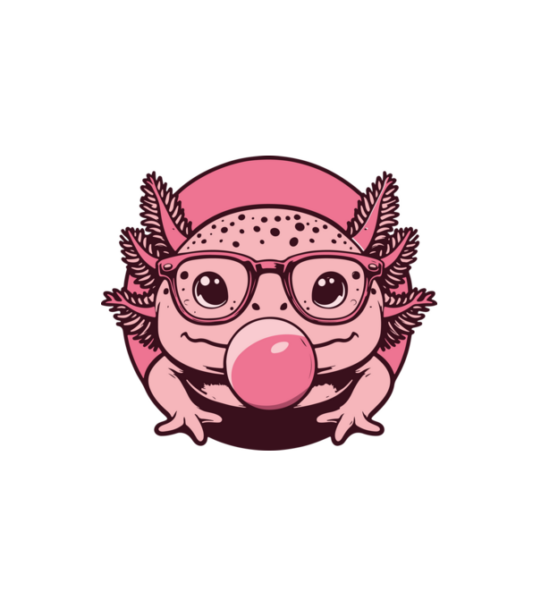 Axolotl rágóval minta fehér pólón