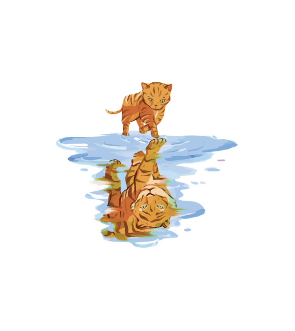 Macska-tigris minta fehér pólón
