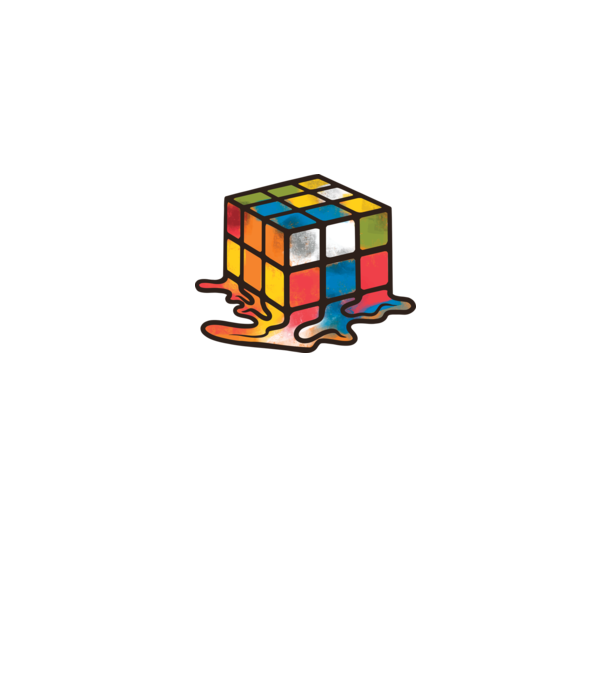 Olvadt rubik kocka minta szürke pólón