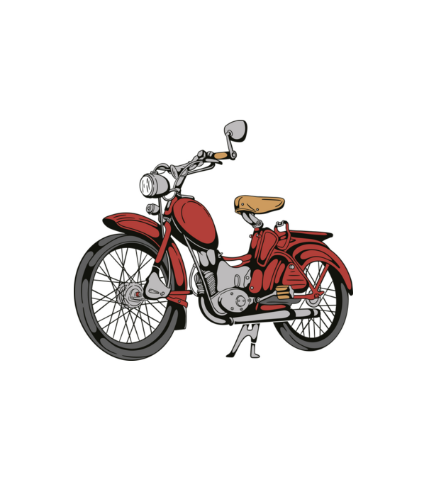 Retro motor minta fehér pólón