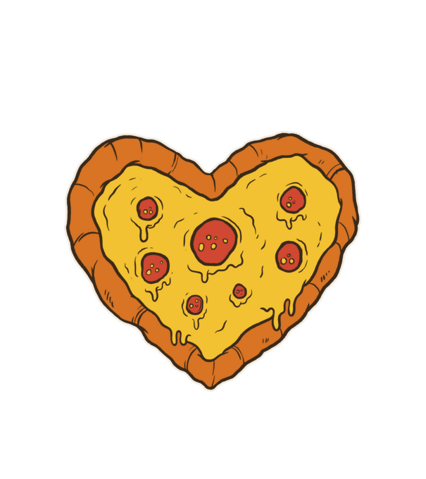 Pizza szív minta fehér pólón