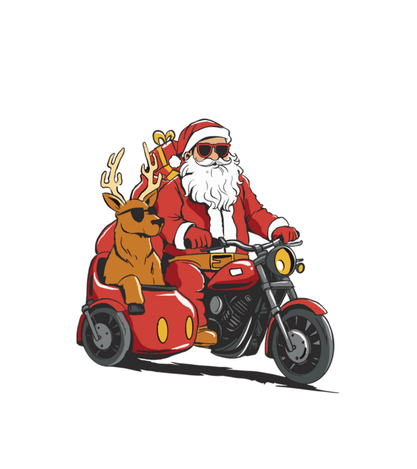 Motoros mikulás minta fehér pólón