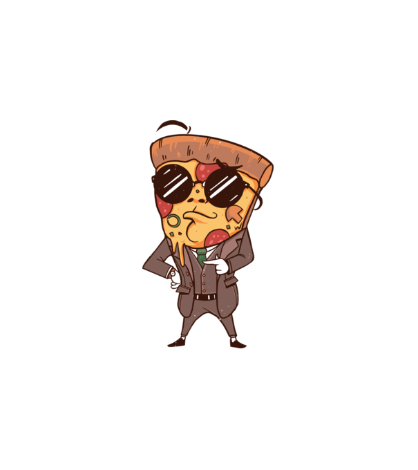 Pizza ruhában minta fehér pólón