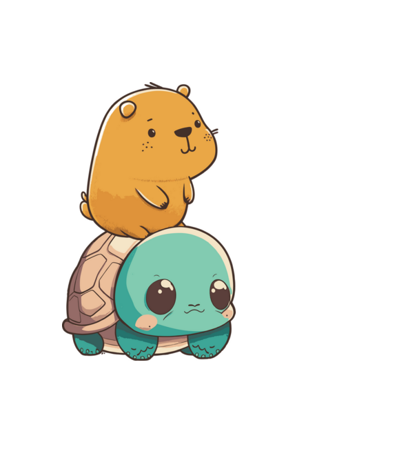 Capybara teknős háton minta fekete pólón