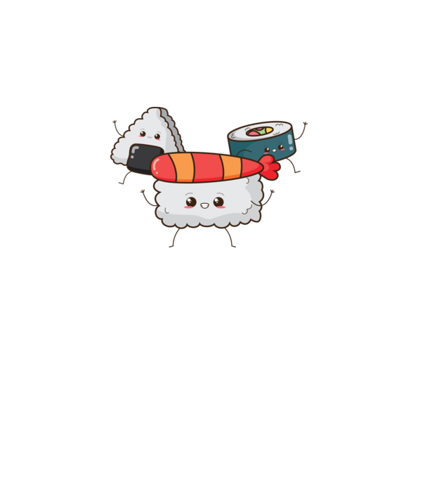 Sushi csapat minta fehér pólón