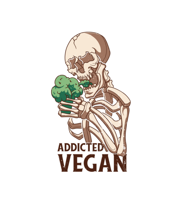 Függő vegán minta fehér pólón