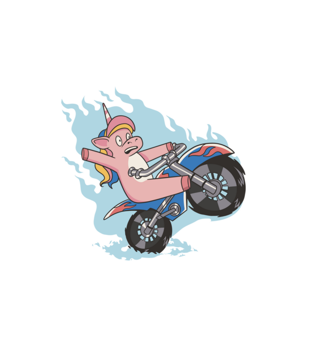 Unikornis motoron minta fehér pólón