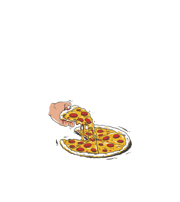 Pizza minta fehér pólón