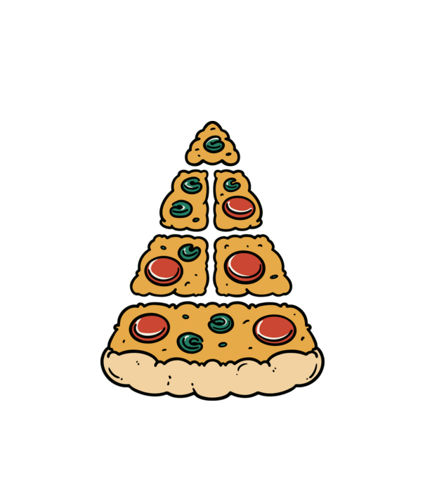 Pizza piramis minta fehér pólón