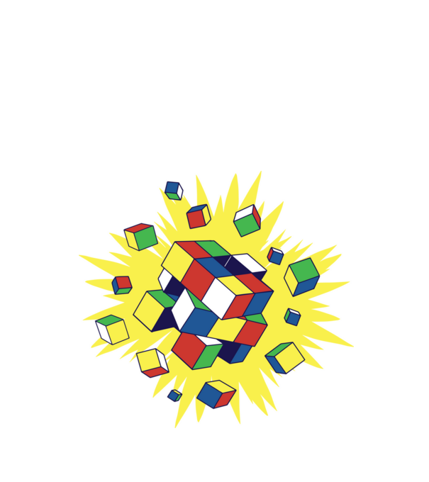 Rubik kocka minta fehér pólón