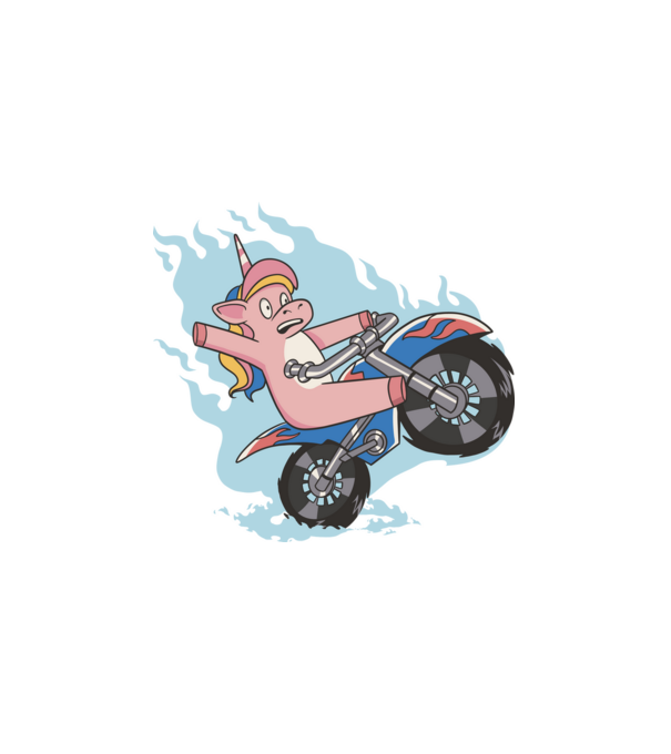 Unikornis motoron minta fehér pólón