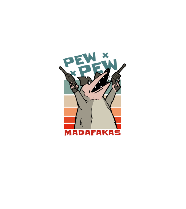Oposszum pew pew minta fekete pólón