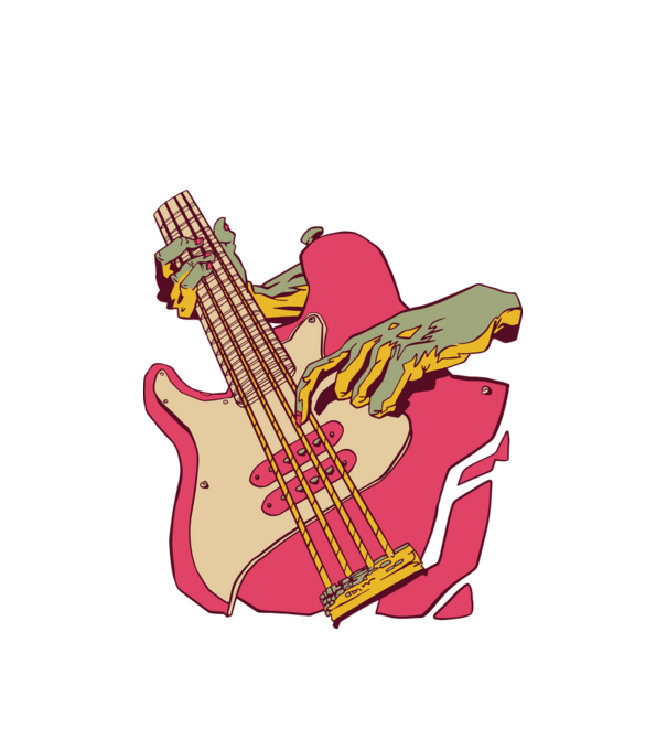 Basszusgitár minta fehér pólón