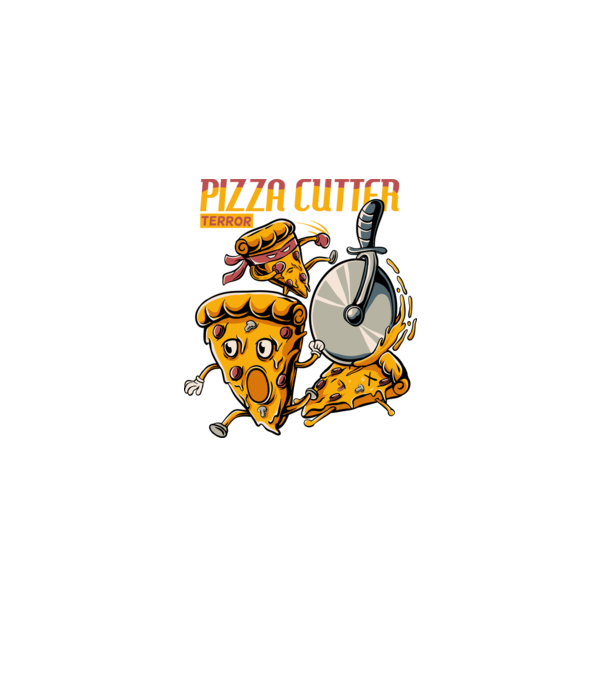 Pizza vágó terror minta fehér pólón