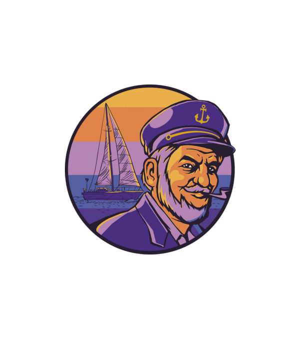 Hajós kapitány minta fehér pólón
