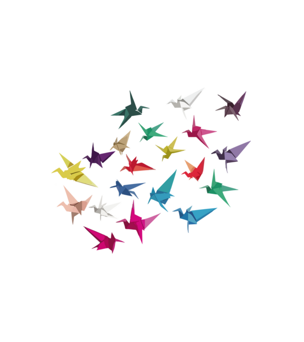 Origami madarak minta fehér pólón