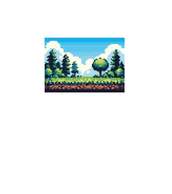 Pixel természet minta fehér pólón