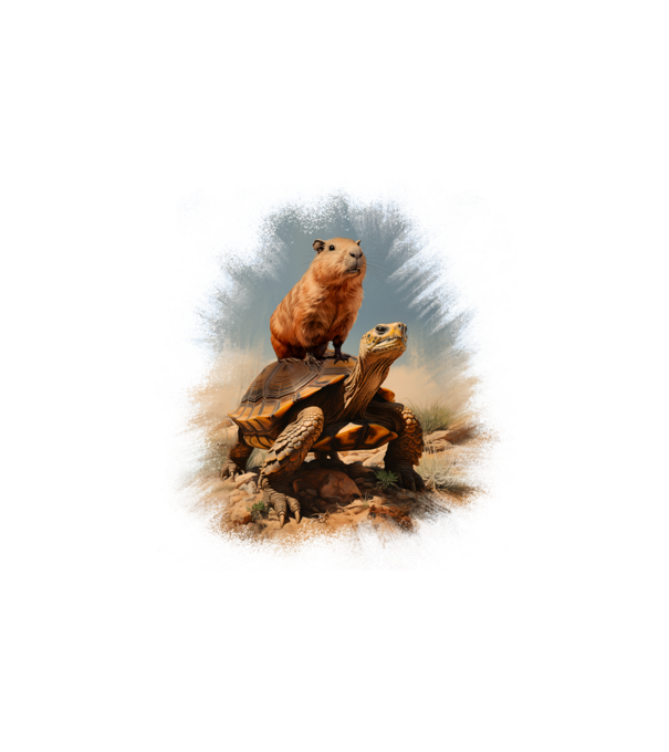 Capybara teknős háton minta fehér pólón