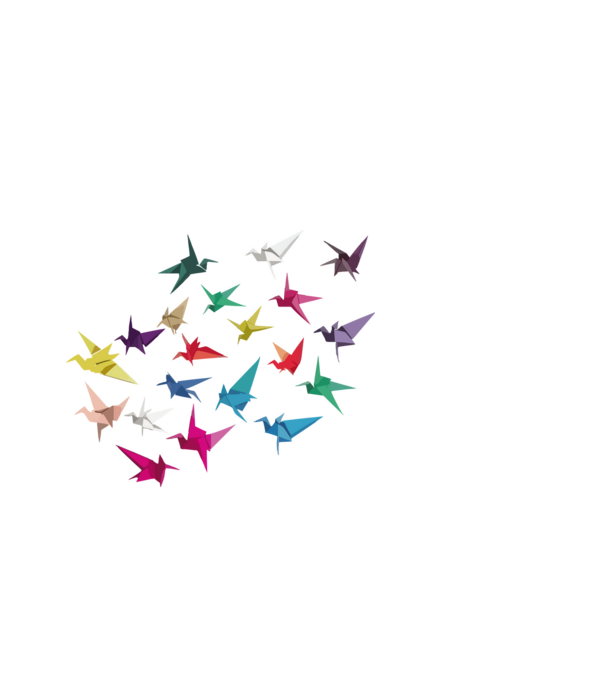 Origami madarak minta fekete pólón