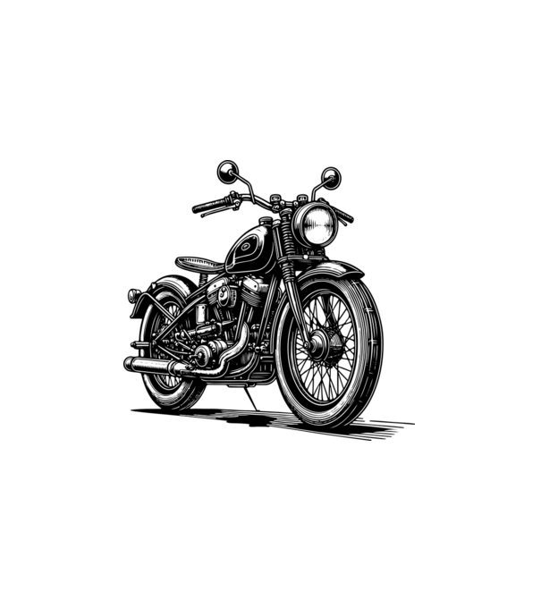 Retro motor minta fehér pólón