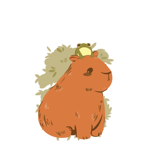 Capybara és béka minta fehér pólón