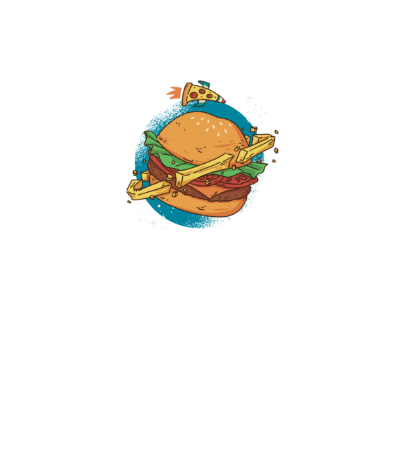 Burger bolygó minta fekete pólón