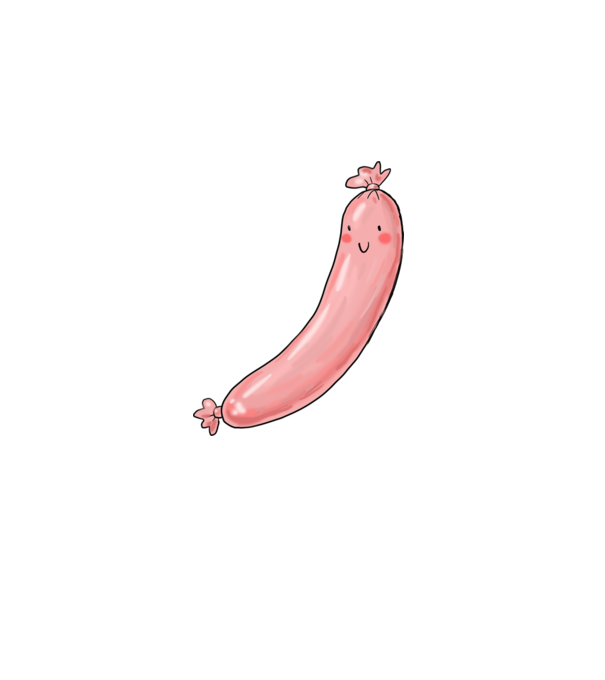 Virsli minta világoskék pólón