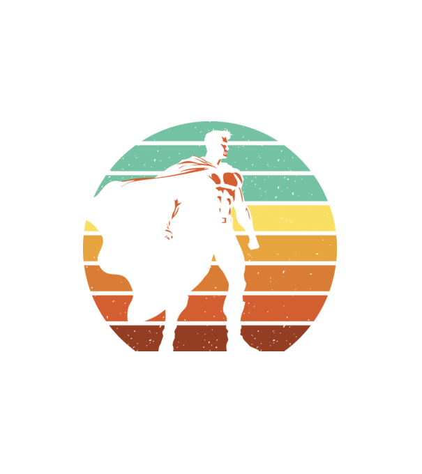 Szuperhős retro minta fehér pólón