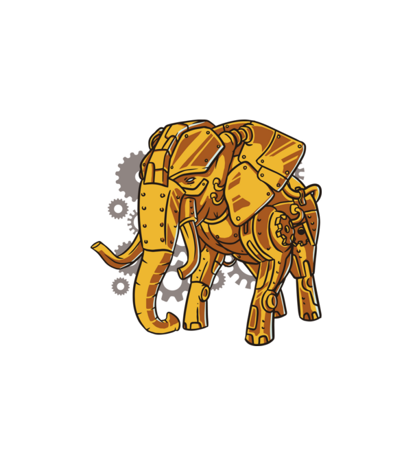 Steampunk elefánt minta fehér pólón