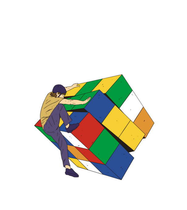 Rubik kocka minta fehér pólón