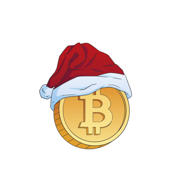 Karácsonyi bitcoin minta fehér pólón