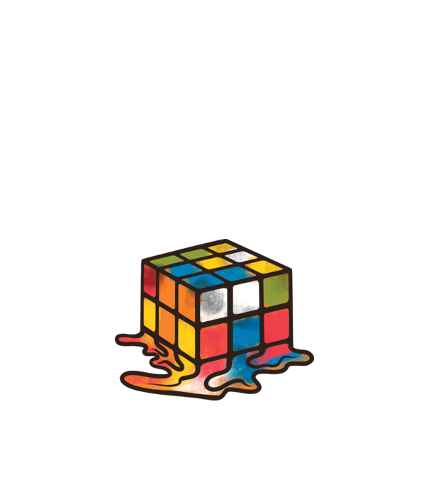 Olvadt rubik kocka minta fehér pólón