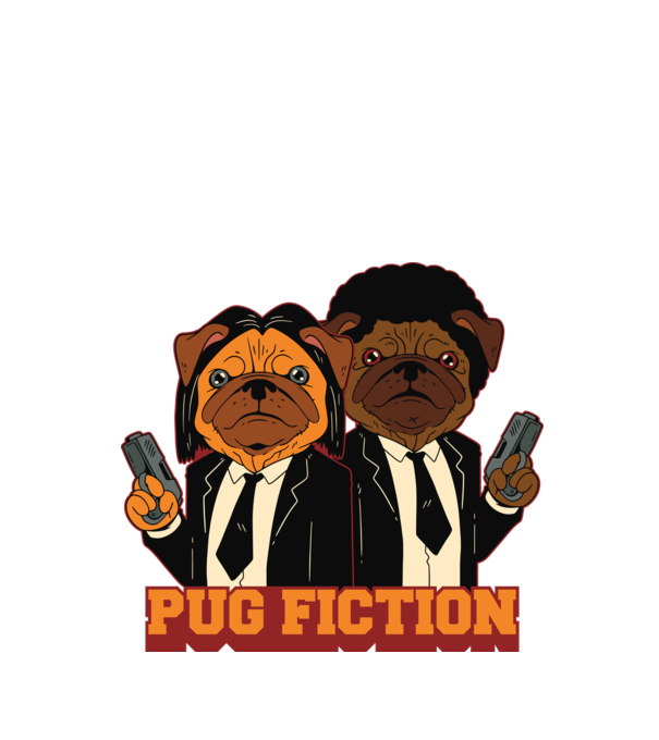 Pug fiction minta fehér pólón