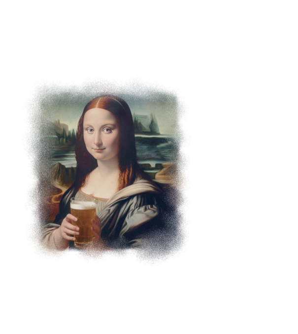 Mona Lisa sörrel minta fekete pólón