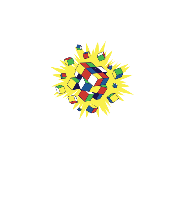 Rubik kocka minta fehér pólón