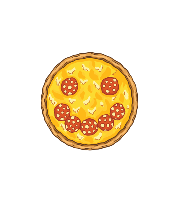 Smiley Pizza minta fehér pólón