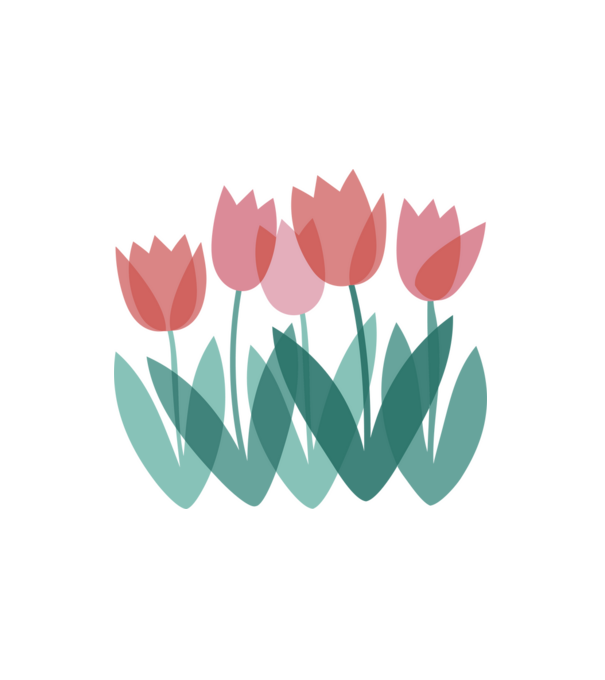 Tulipánok minta fehér pólón
