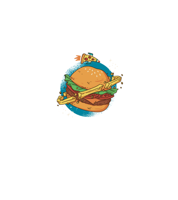 Burger bolygó minta farmerkék pólón