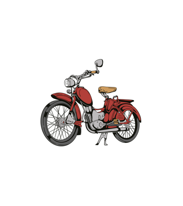 Retro motor minta fehér pólón